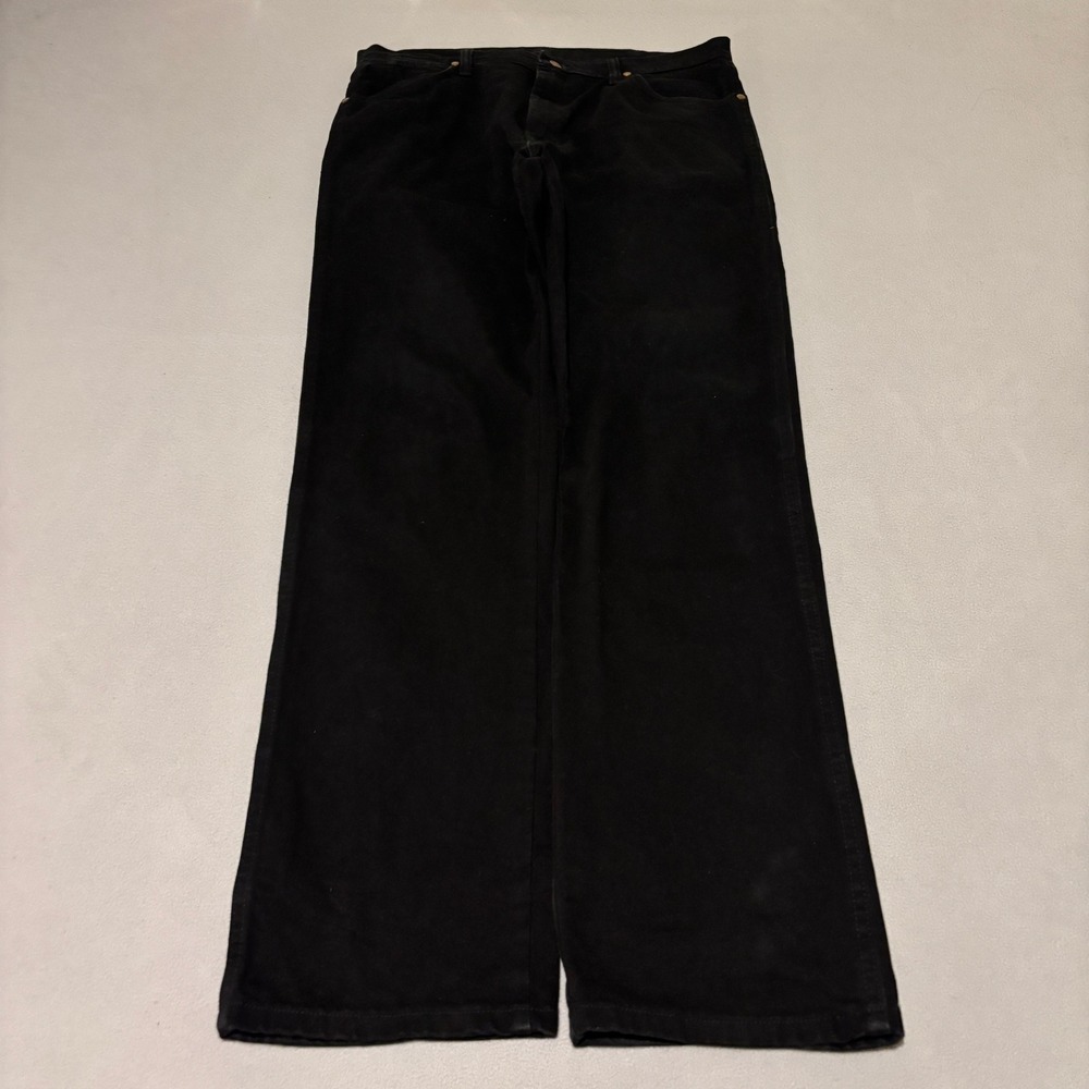 Wrangler Mens Cowboy Cut Black Denim Jeans 35x34 Original Fit Straight 13MWZ